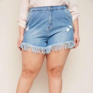 Plus Size Distressed Jean Shorts